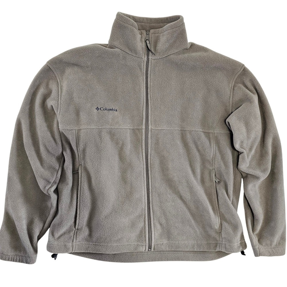 Columbia Mens XL Fleece Jacket Tan Khaki Full Zip‎ Steens Mountain Soft Outdoor